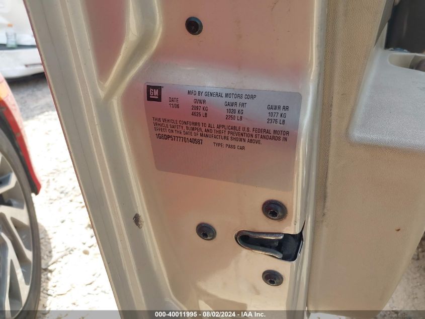 2007 Cadillac Cts Standard VIN: 1G6DP577770140587 Lot: 40011995