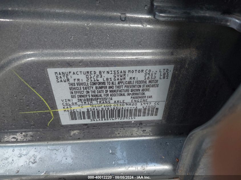 2023 NISSAN SENTRA VIN: 5XYKTDA7XEG452431