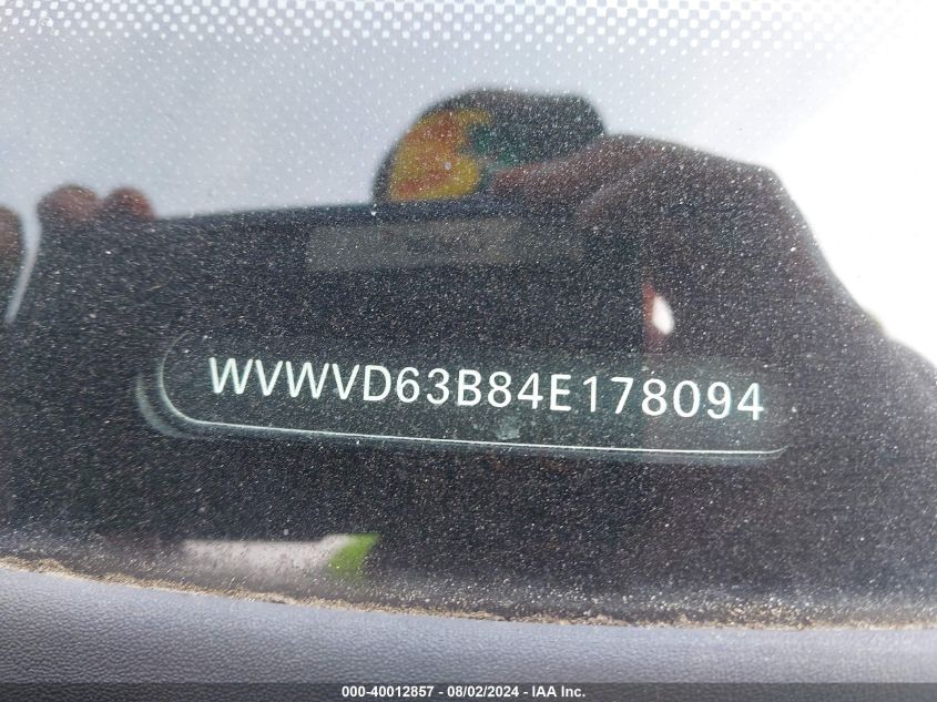 2004 Volkswagen Passat Gls VIN: WVWVD63B84E178094 Lot: 40012857