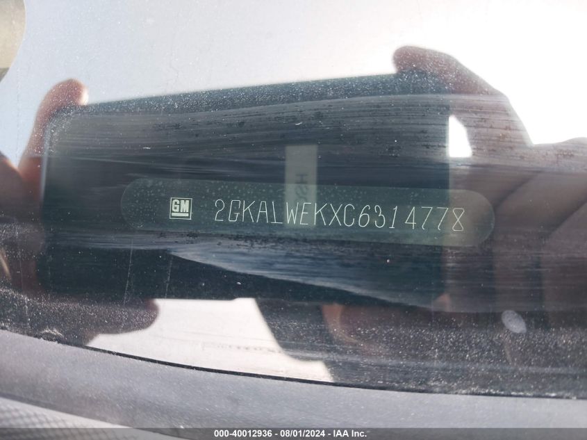 2012 GMC Terrain Slt-2 VIN: 2GKALWEKXC6314778 Lot: 40012936