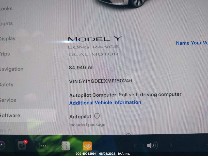 2021 TESLA MODEL Y LONG RANGE DUAL MOTOR ALL-WHEEL DRIVE - 5YJYGDEEXMF150246