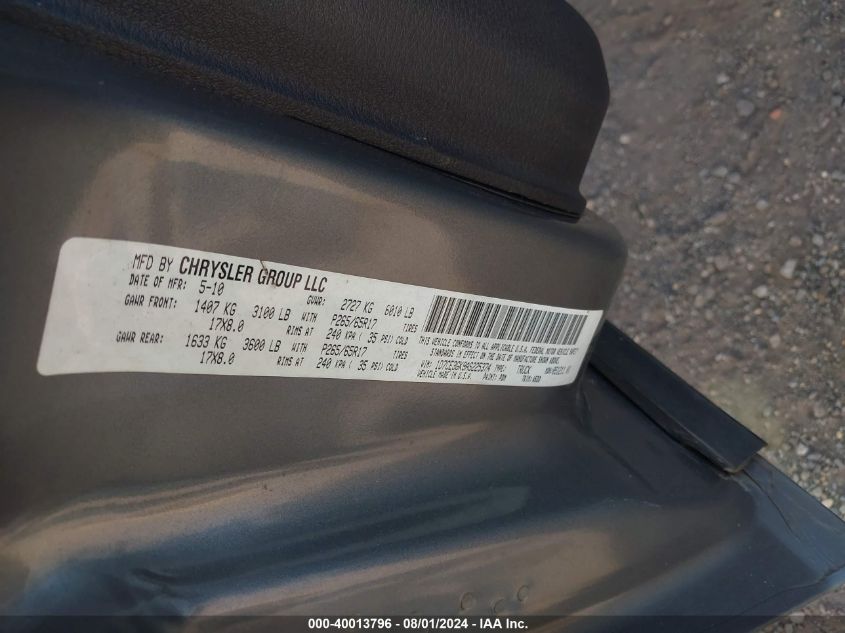 2010 Dodge Dakota Bighorn/Lonestar VIN: 1D7CE3GK9AS225374 Lot: 40013796