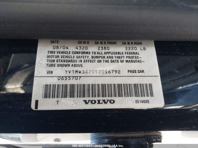 2005 VOLVO V50 VIN: KMHD84LF9JU647939