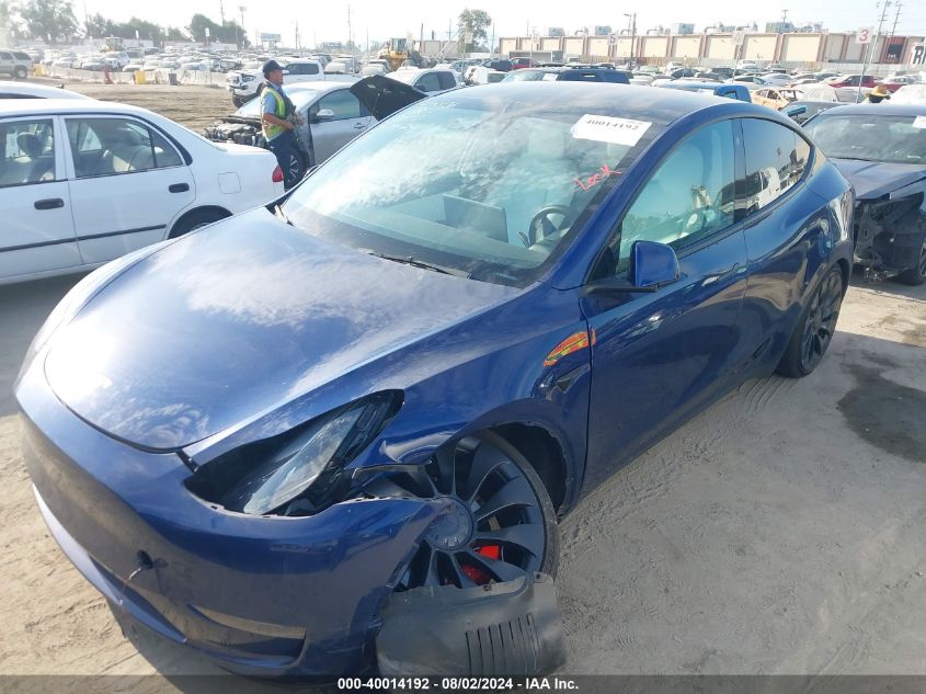 VIN 7SAYGDEF1NF466292 2022 Tesla Model Y, Performan... no.2