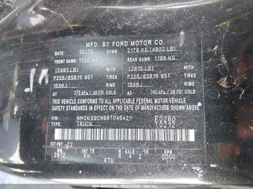 NM0KS9CN9BT045421 2011 Ford Transit Connect Xlt Premium