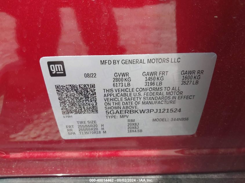 2023 Buick Enclave Essence Fwd VIN: 5GAERBKW3PJ121524 Lot: 40014462