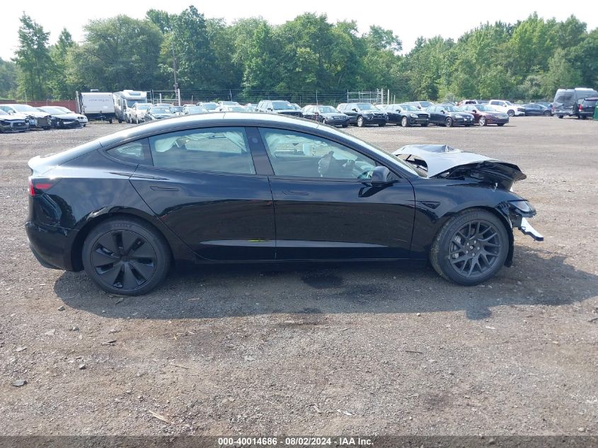 2024 Tesla Model 3 Long Range Dual Motor All-Wheel Drive VIN: 5YJ3E1EB9RF792307 Lot: 40014686