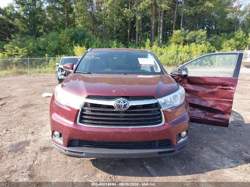 2016 Toyota Highlander Limited Platinum V6 VIN: 5TDYKRFH7GS132629 Lot: 40014694