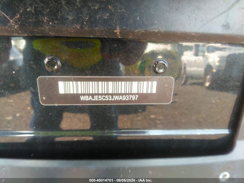 2018 BMW 540I VIN: WBAJE5C53JWA93797 Lot: 40014701
