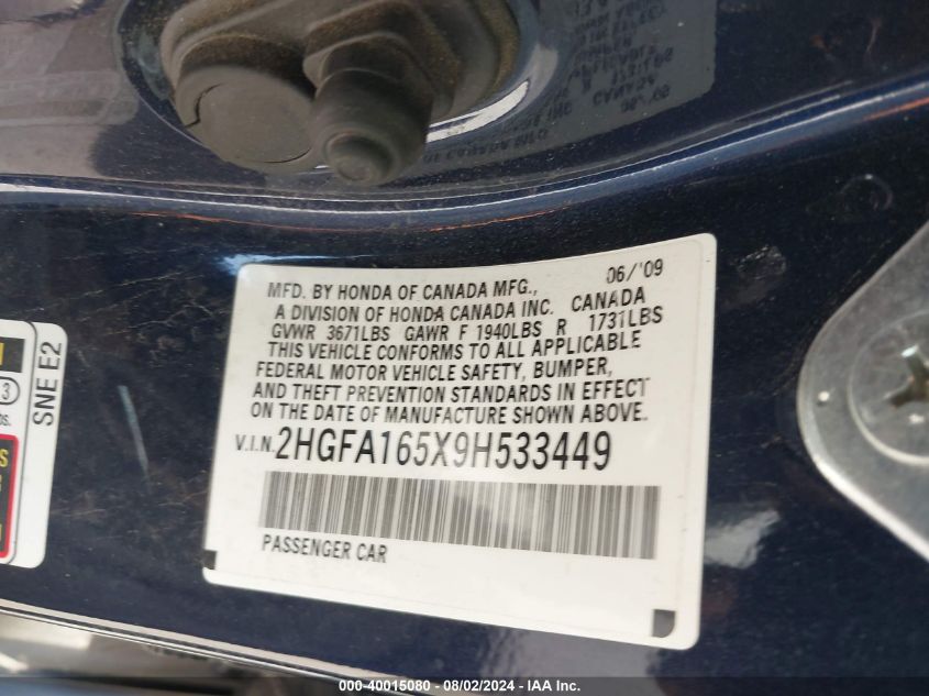 2HGFA165X9H533449 2009 Honda Civic Lx