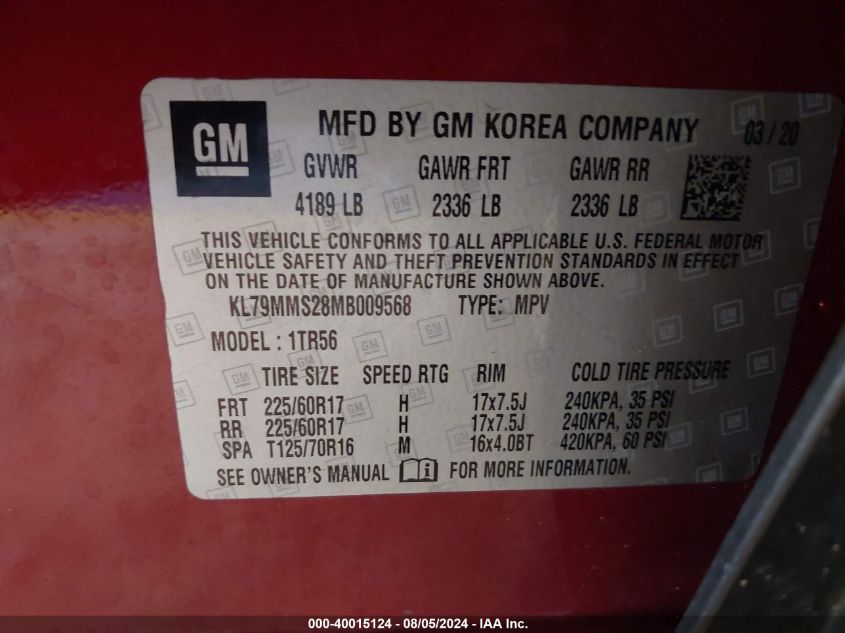 KL79MMS28MB009568 2021 Chevrolet Trailblazer Fwd Ls