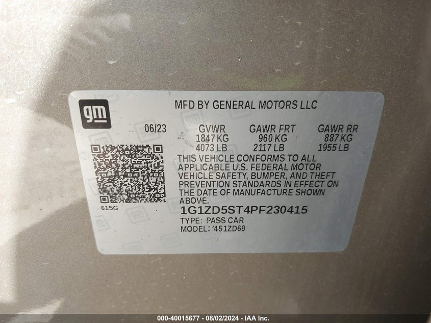 2023 CHEVROLET MALIBU LT - 1G1ZD5ST4PF230415