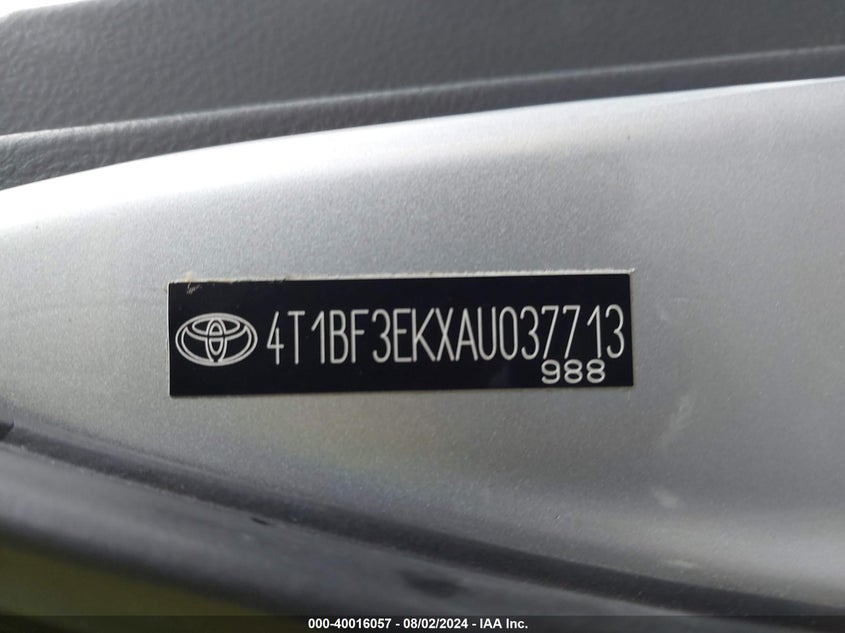 2010 Toyota Camry Se VIN: 4T1BF3EKXAU037713 Lot: 40016057