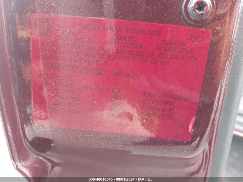 2001 Chevrolet Tahoe Lt VIN: 1GNEC13T51J158734 Lot: 40016345