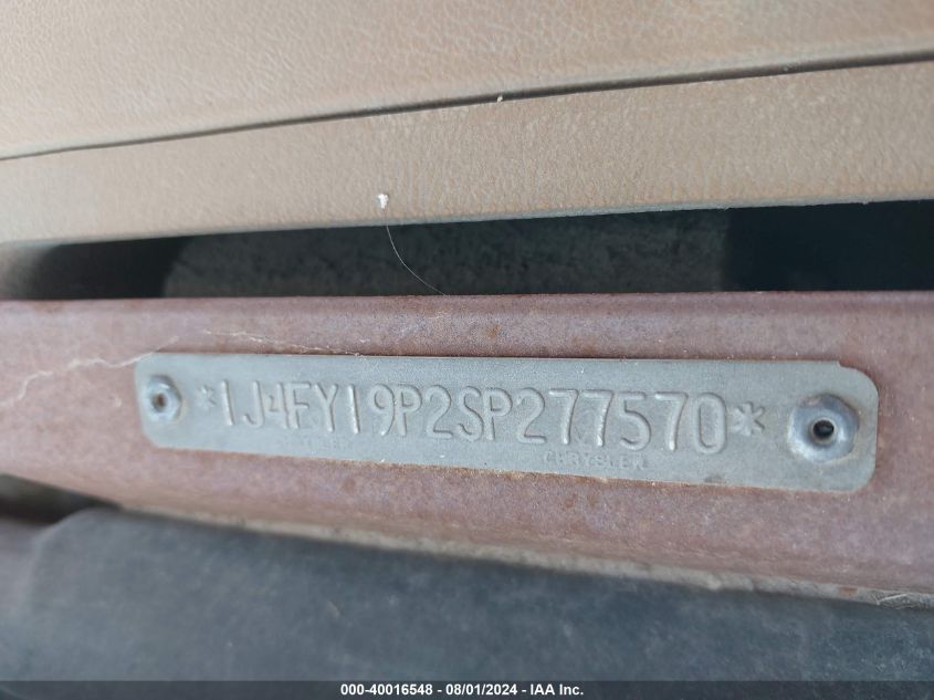 1995 Jeep Wrangler / Yj S/Rio Grande VIN: 1J4FY19P2SP277570 Lot: 40016548