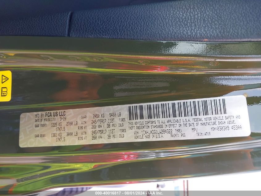 2020 JEEP WRANGLER UNLIMITED SPORT S 4X4 - 1C4HJXDG1LW284322