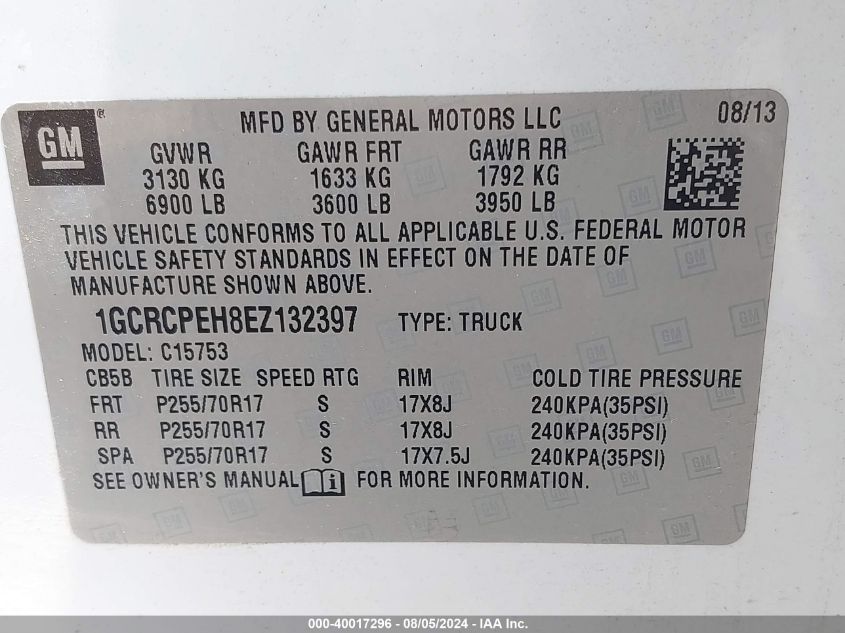 1GCRCPEH8E2132397 2014 Chevrolet Silverado 1500 C1500