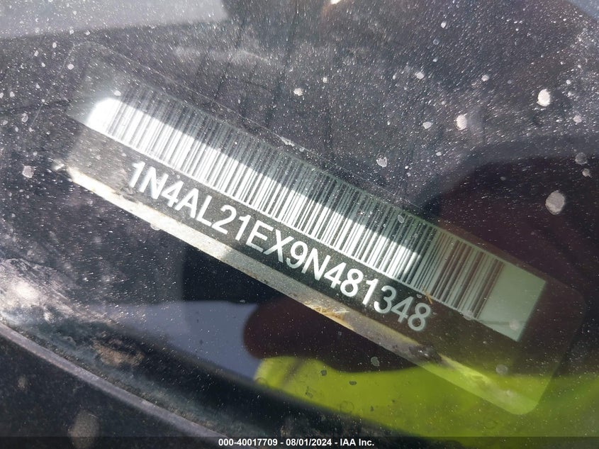 2009 Nissan Altima 2.5 S VIN: 1N4AL21EX9N481348 Lot: 40017709