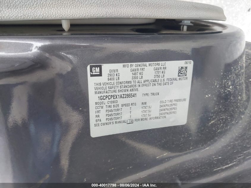 2010 Chevrolet Silverado 1500 Work Truck VIN: 1GCPCPEX1AZ286541 Lot: 40017798