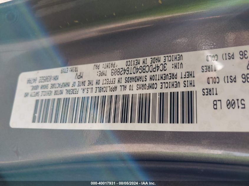 2013 Dodge Journey Sxt VIN: 3C4PDCBG4DT642809 Lot: 40017931