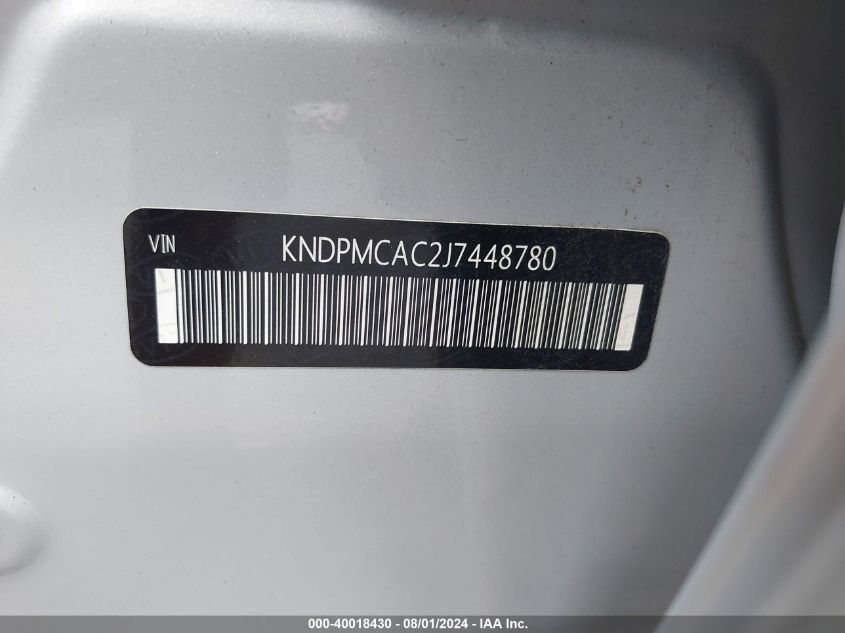 2018 Kia Sportage Lx VIN: KNDPMCAC2J7448780 Lot: 40018430