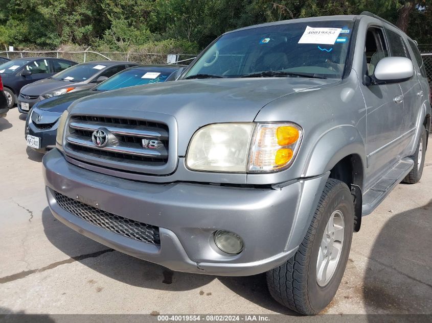 2002 Toyota Sequoia Limited V8 VIN: 5TDZT38A32S059623 Lot: 40019554