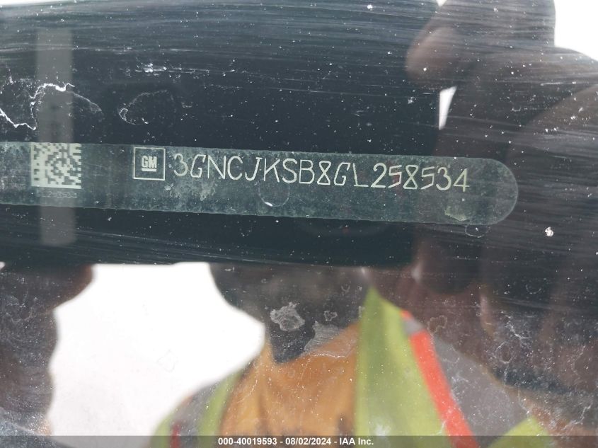 2016 Chevrolet Trax 1Ls VIN: 3GNCJKSB8GL258534 Lot: 40019593