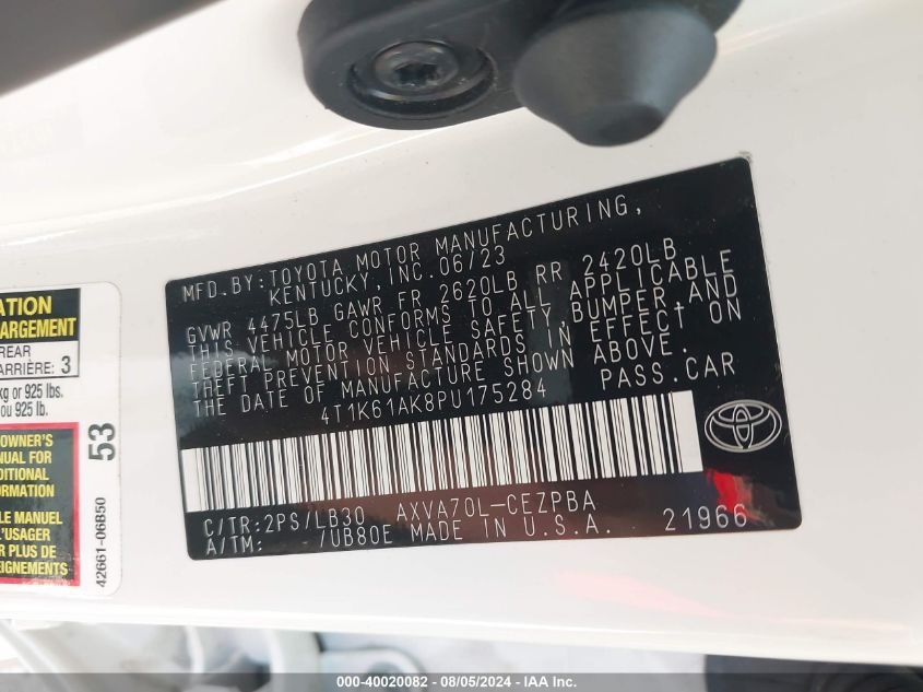 4T1K61AK8PU175284 2023 Toyota Camry Xse