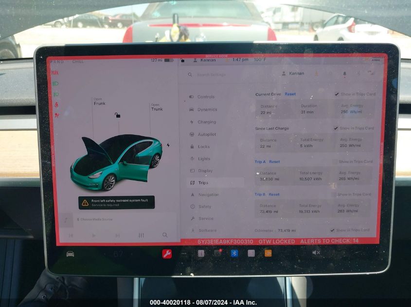 5YJ3E1EA9KF300310 2019 TESLA MODEL 3 - Image 18