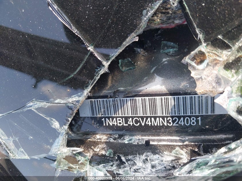 2021 Nissan Altima Sr Fwd VIN: 1N4BL4CV4MN324081 Lot: 40020909