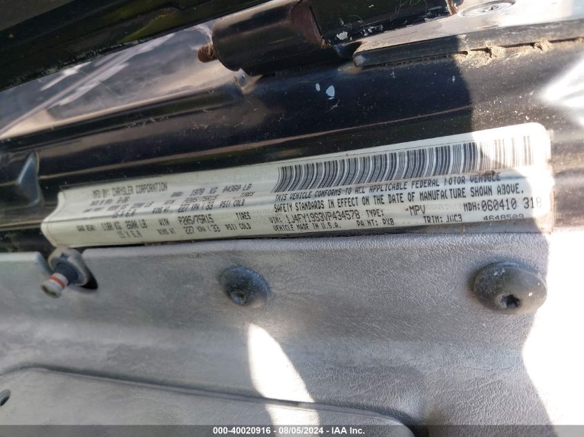 1997 Jeep Wrangler Sport VIN: 1J4FY19S3VP434578 Lot: 40020916