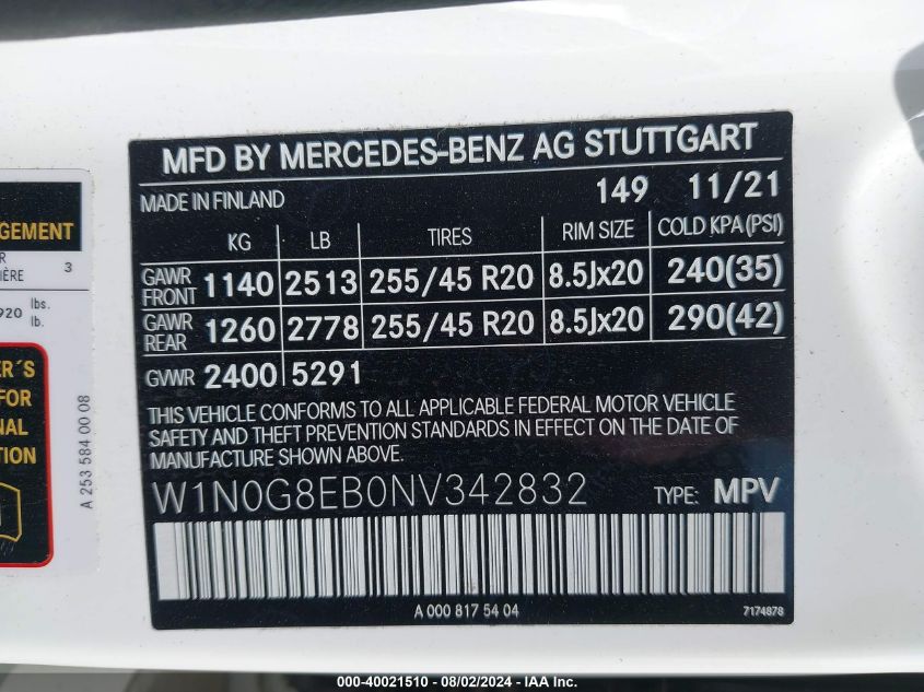 W1N0G8EB0NV342832 2022 Mercedes-Benz Glc 300 4Matic Suv