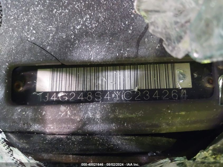 2000 Jeep Grand Cherokee Laredo VIN: 1J4G248S4YC234264 Lot: 40021646