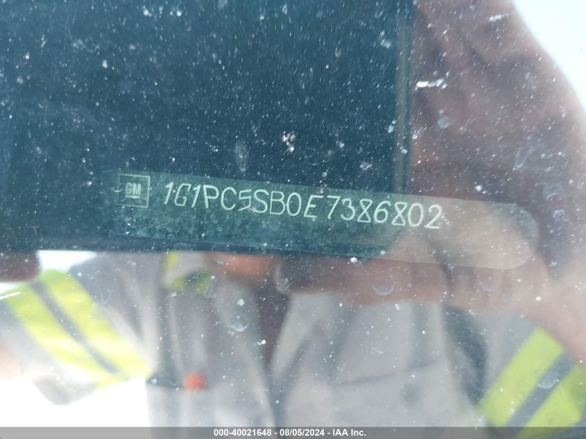 2014 Chevrolet Cruze Lt VIN: 1G1PC5SB0E7386802 Lot: 40021648