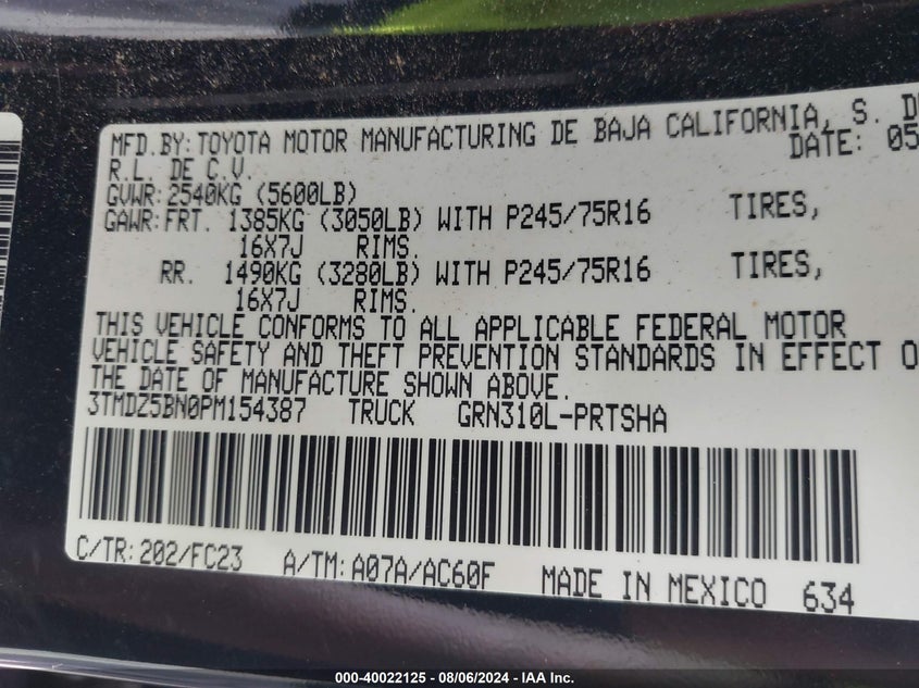 2023 TOYOTA TACOMA SR5 V6 - 3TMDZ5BN0PM154387