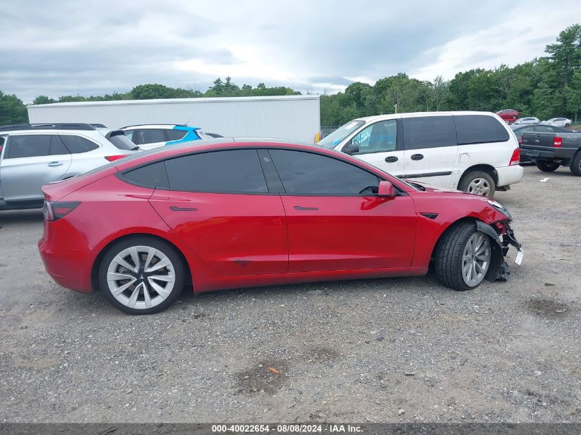 2022 Tesla Model 3 Long Range Dual Motor All-Wheel Drive VIN: 5YJ3E1EB8NF185101 Lot: 40022654