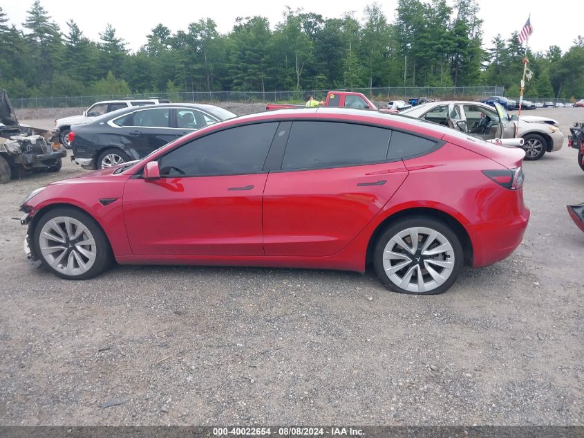 2022 Tesla Model 3 Long Range Dual Motor All-Wheel Drive VIN: 5YJ3E1EB8NF185101 Lot: 40022654