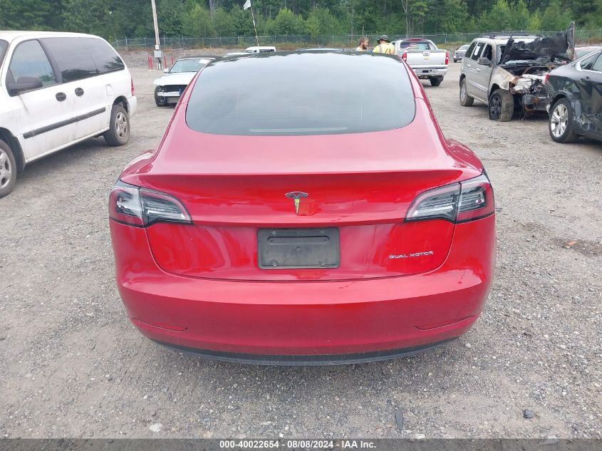 2022 Tesla Model 3 Long Range Dual Motor All-Wheel Drive VIN: 5YJ3E1EB8NF185101 Lot: 40022654