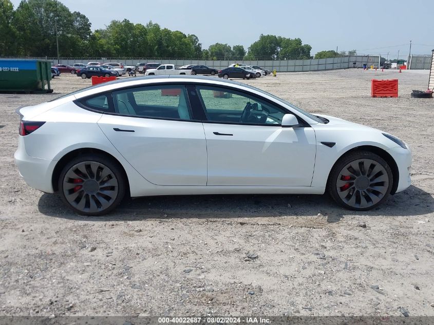 2023 Tesla Model 3 Performance Dual Motor All-Wheel Drive VIN: 5YJ3E1EC0PF472038 Lot: 40022687