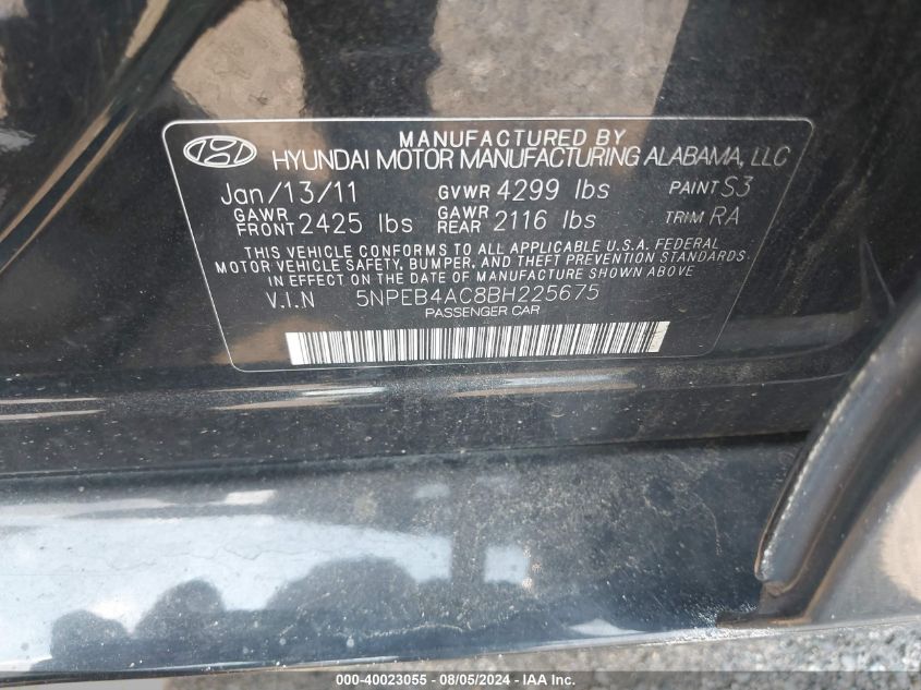 5NPEB4AC8BH225675 | 2011 HYUNDAI SONATA