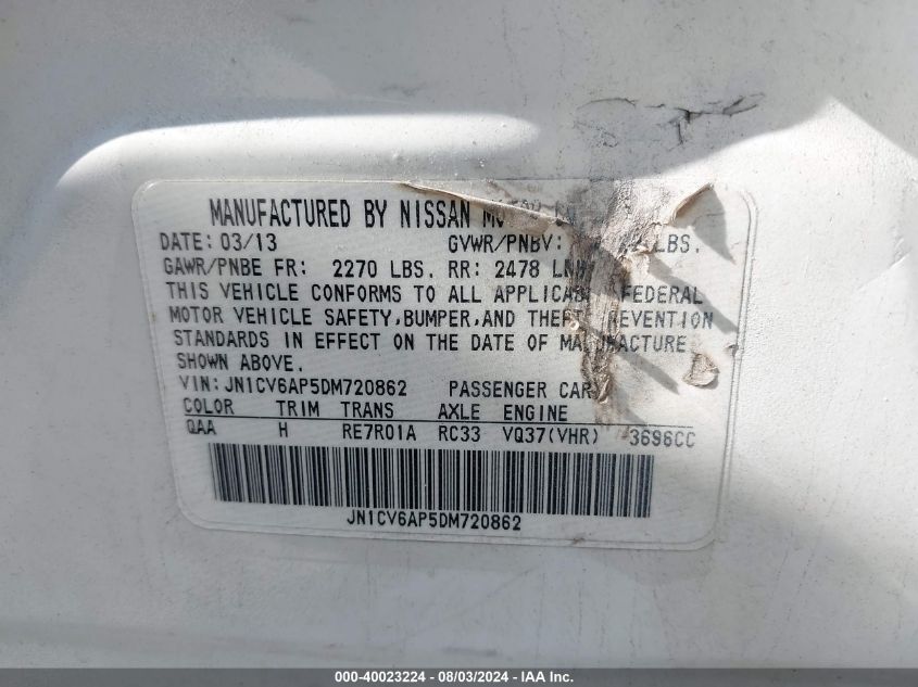 2013 INFINITI G37 JOURNEY - JN1CV6AP5DM720862