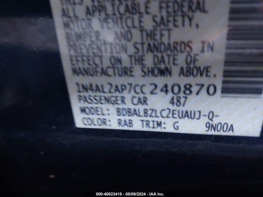 1N4AL2AP7CC240870 2012 Nissan Altima 2.5 S