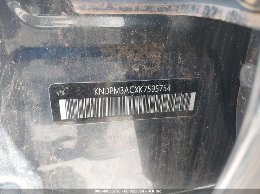 2019 Kia Sportage Lx VIN: KNDPM3ACXK7595754 Lot: 40023730