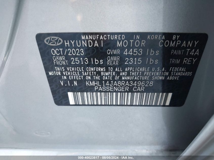 KMHL14JA8RA349628 2024 Hyundai Sonata Sel