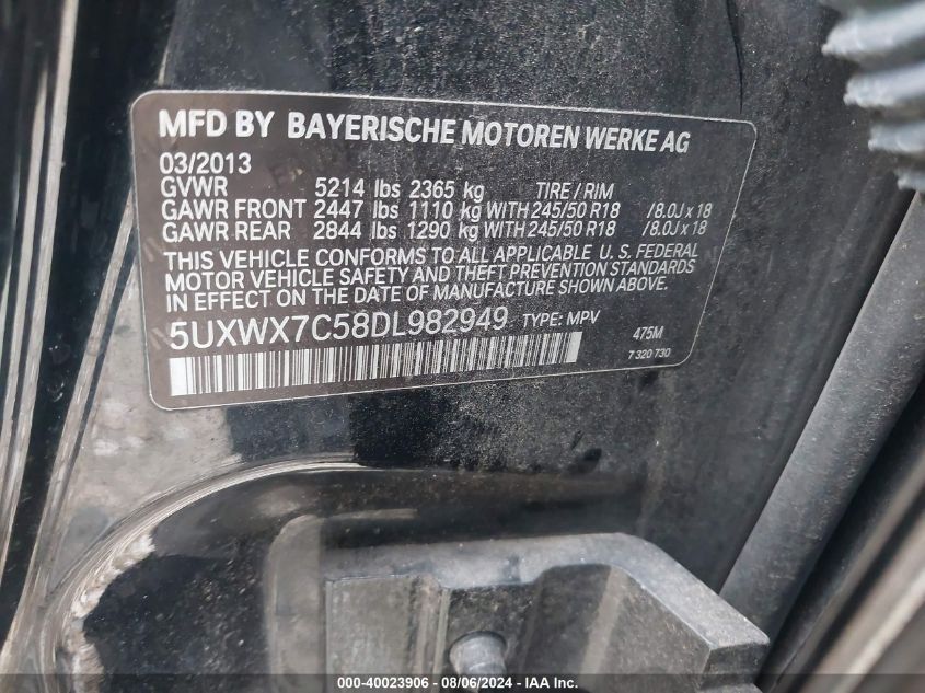 5UXWX7C58DL982949 2013 BMW X3 xDrive35I