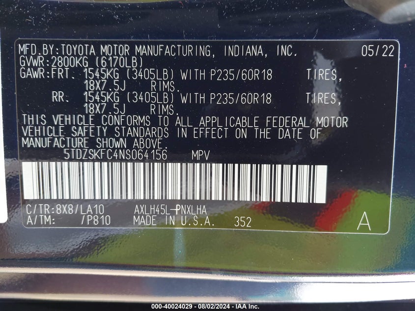 2022 TOYOTA SIENNA LIMITED - 5TDZSKFC4NS064156