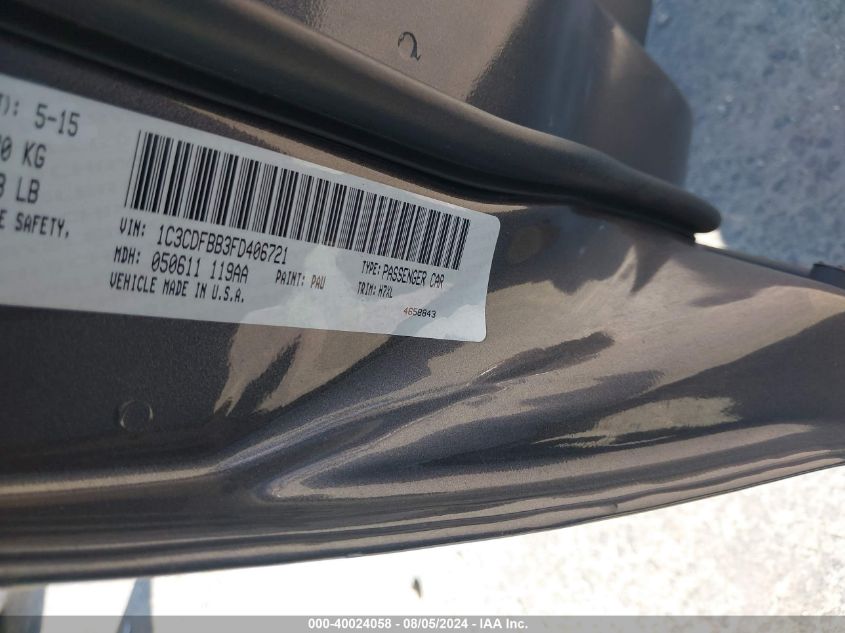 2015 Dodge Dart Sxt VIN: 1C3CDFBB3FD406721 Lot: 40024058