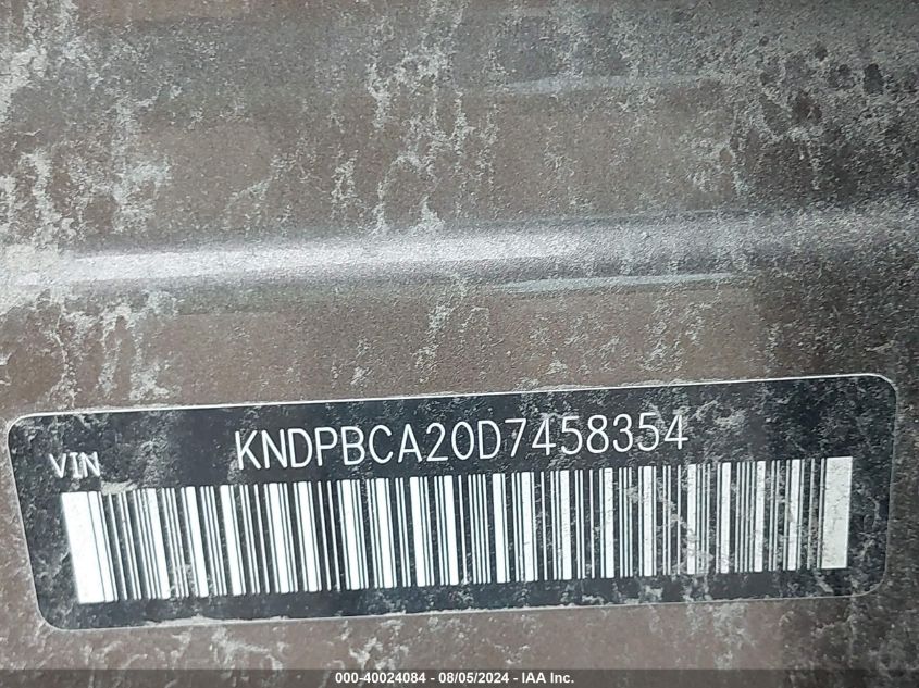 2013 Kia Sportage Lx VIN: KNDPBCA20D7458354 Lot: 40024084