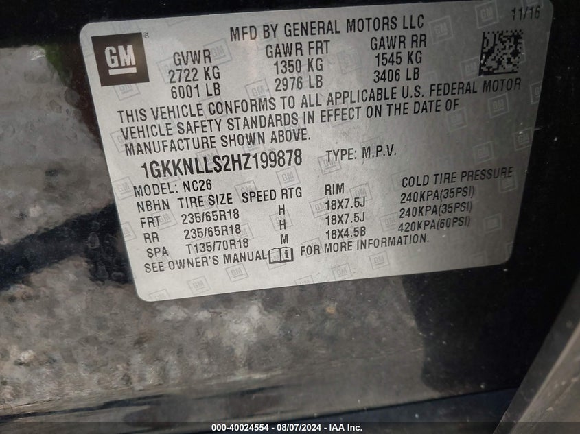 2017 GMC ACADIA SLE - 1GKKNLLS2HZ199878
