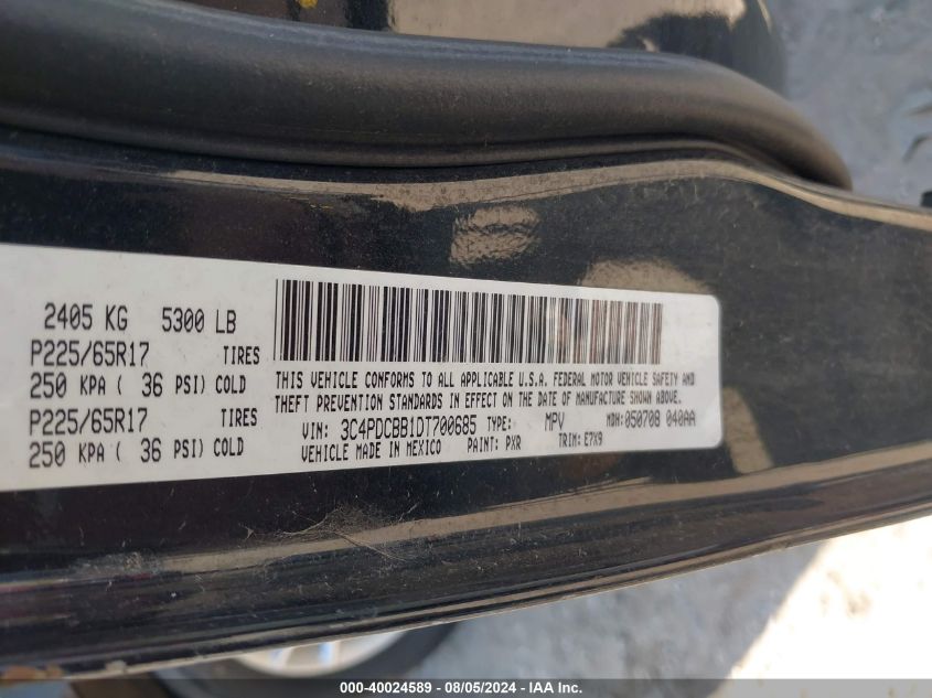 2013 Dodge Journey Sxt VIN: 3C4PDCBB1DT700685 Lot: 40024589